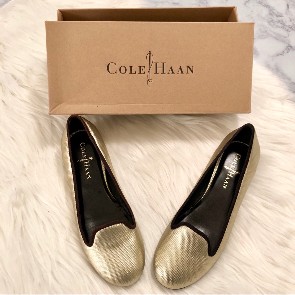 { Cole Haan } : Gold “Air Morgan” Ballet Slippers